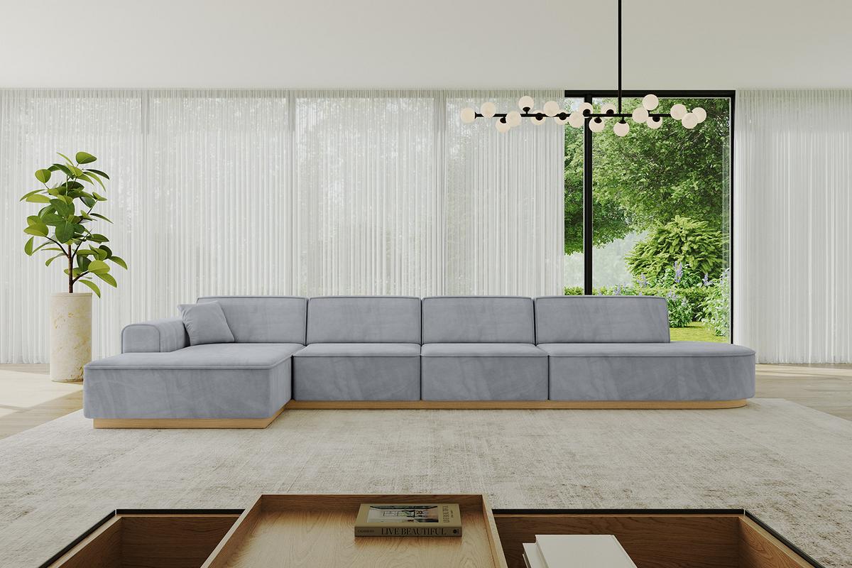 ECKSOFA Ottomane Links IREA-L3-v2 - 412x165x80 cm Grau - Titanfarben, Holzwerkstoff/Textil (412/165cm) - ALTDECOR