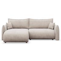 ECKSOFA Cushi Hellbeige-Chenille - Ecru/Schwarz, Kunststoff/Textil (252/183cm) - Selsey