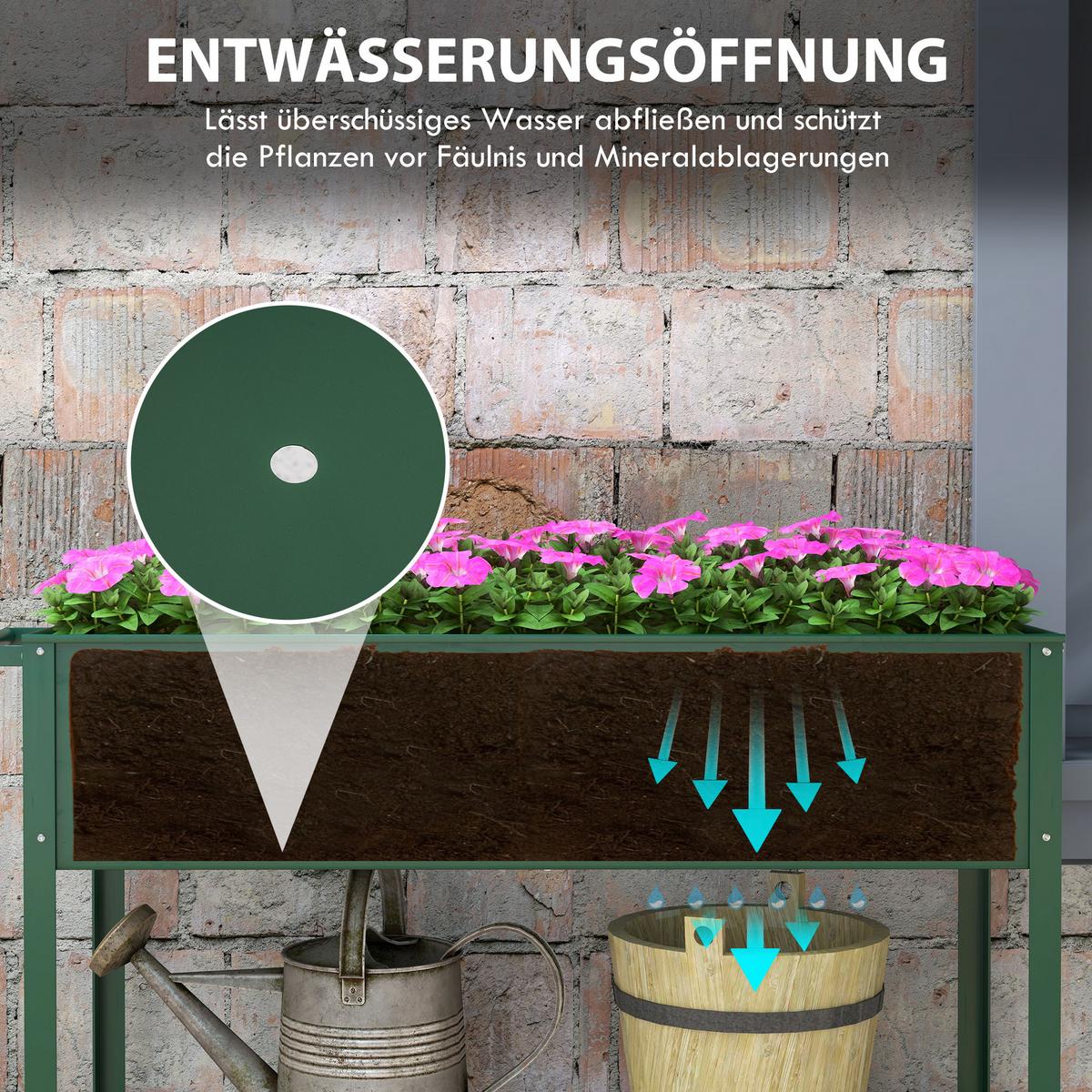 HOCHBEET, Grün, Metall, Kunststoff - Grün, Metall (44/80/109cm) - Outsunny