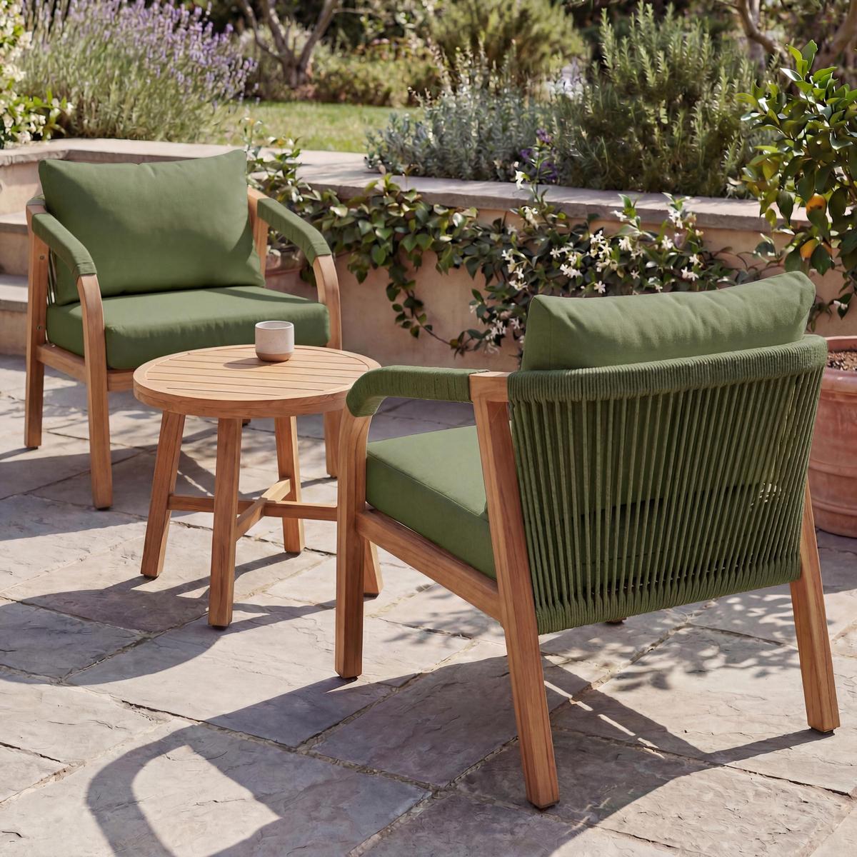 LOUNGE-SET Braun, Grün - Braun/Grün, Metall - MCW