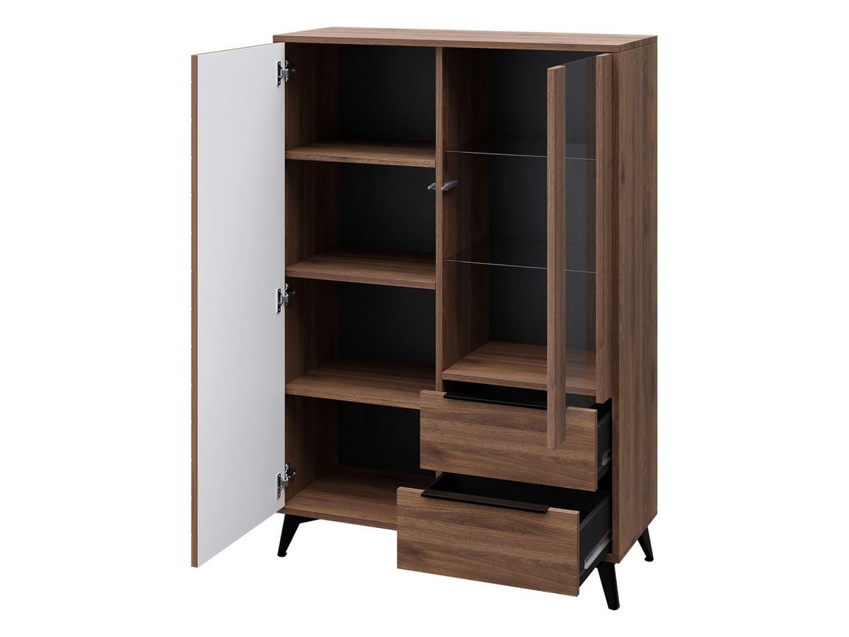 STANDVITRINE Xylix Bis 2D2SZ - Nussbaumfarben/Schwarz, Holzwerkstoff/Metall (104/150/40cm) - MIRJAN24