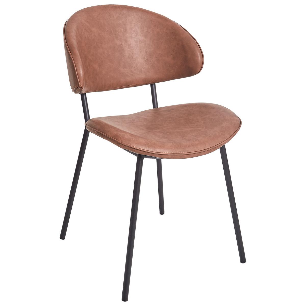 ESSZIMMERSTUHL 2er Set Kunstleder Braun Kiana - Braun, Kunststoff (50/81/59cm) - Beliani