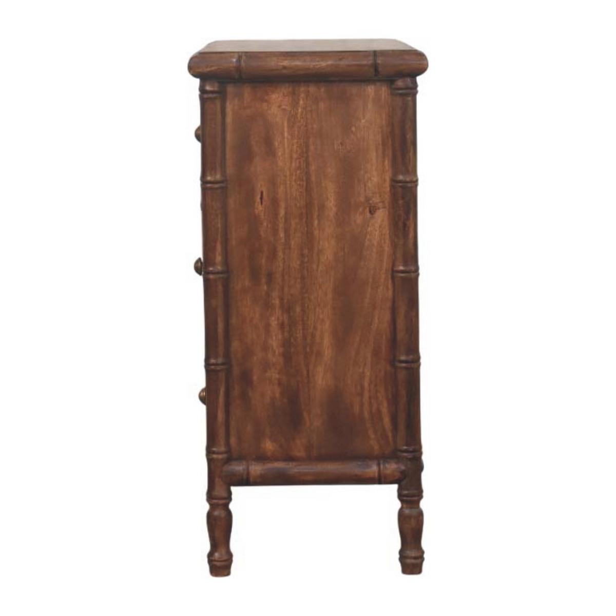 KOMMODE Bambus Geschnitzt, 3 Schubladen, Dunkelbraun - Dunkelbraun/Messingfarben, Holz/Metall (75/80/36cm) - Artisan Furniture