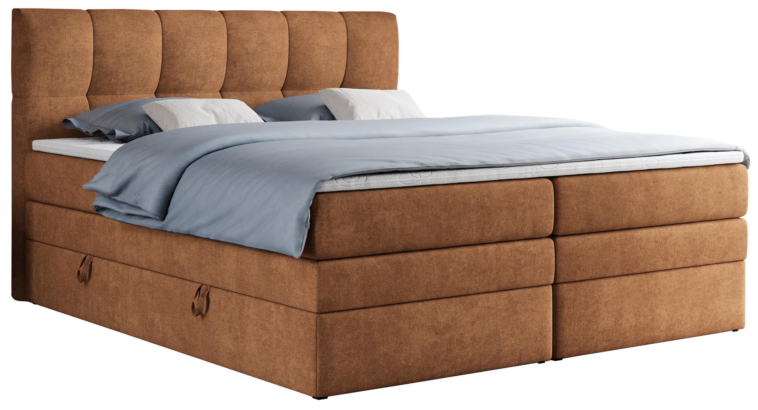 BOXSPRINGBETT ALVIN KING 120/200 Orange Struktur - H3 - Orange, Holz/Textil (120/200cm) - MKS