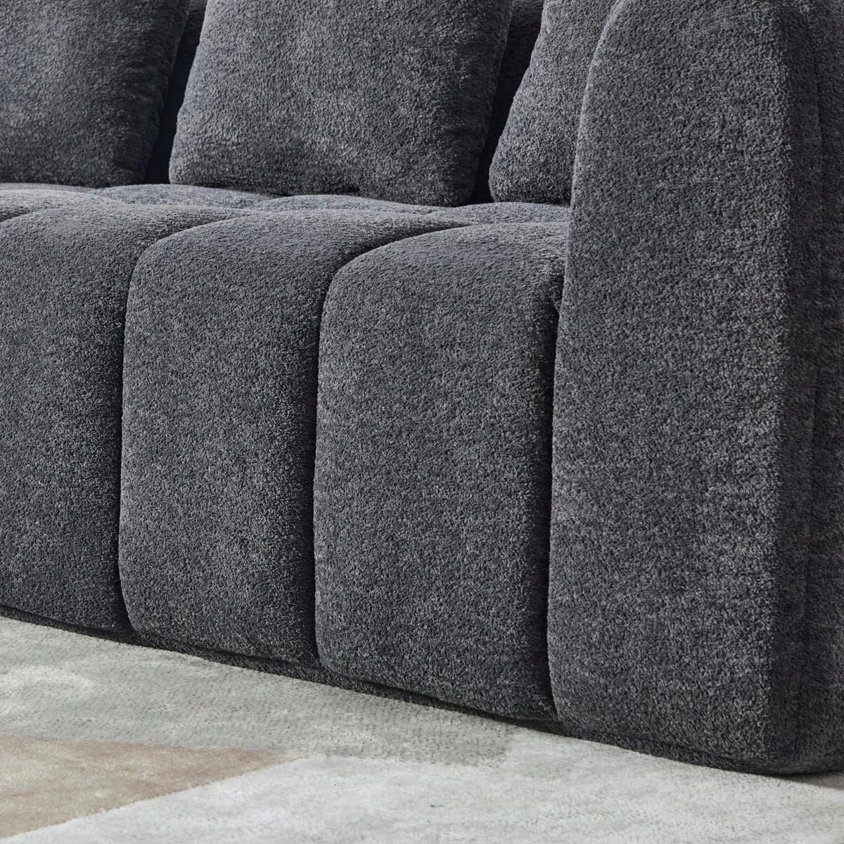 4-SITZER SOFA Modulares Dunkelgrau Samtstoff 260cm Montagefrei - Dunkelgrau, Textil (260/70/95.5cm) - Urban Meuble