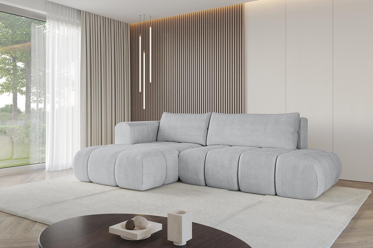 ECKSOFA Ottomane Links CLOUD-L 280x185x90 Grau Cord - Grau, Holzwerkstoff/Kunststoff (180/289cm) - ALTDECOR