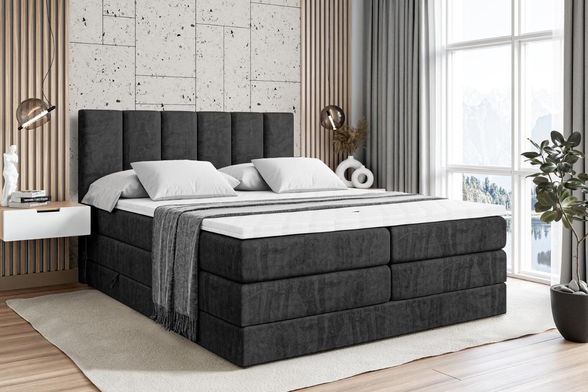 BOXSPRINGBETT BOXI1 KING - 140x200 - H3/H4 - Schwarz - Schwarz, Holzwerkstoff (140/200cm) - ALTDECOR