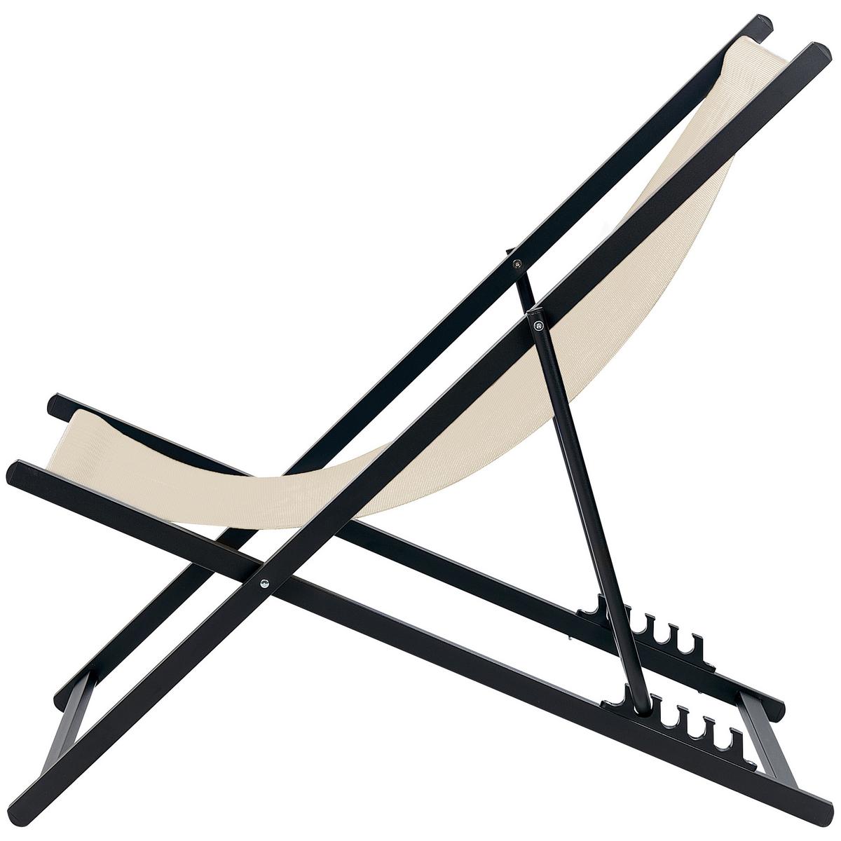 GARTENLIEGE schwarz/beige Locri II - Beige/Schwarz, Metall (60/79/95cm) - Beliani