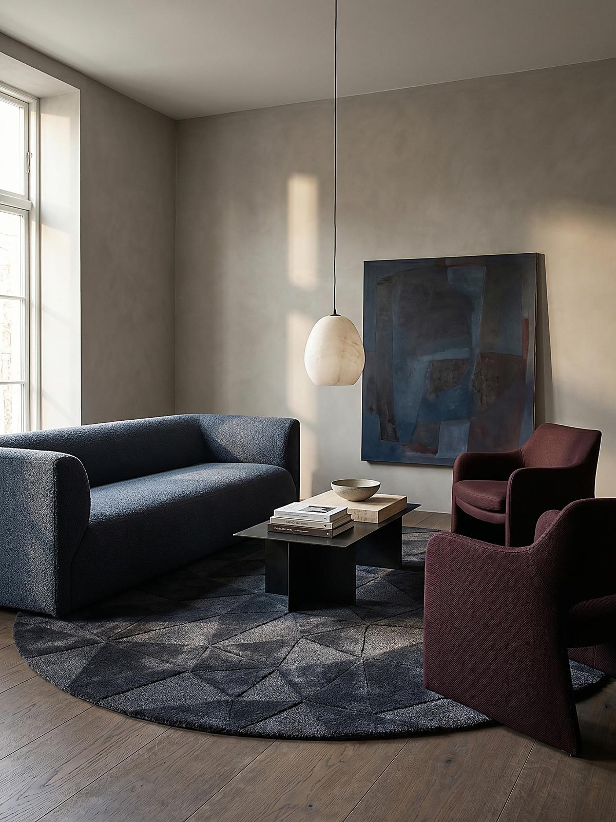 WOLLTEPPICH DEBEN, geometrisch, Anthrazit, Ø 160 cm - Anthrazit, Textil (160/160cm) - KADIMA DESIGN