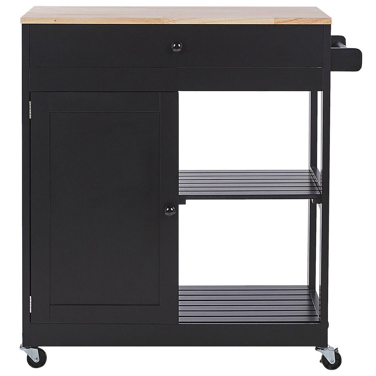 SERVIERWAGEN Schwarz Trapani - Hellbraun/Schwarz, Holzwerkstoff (75/87/44cm) - Beliani