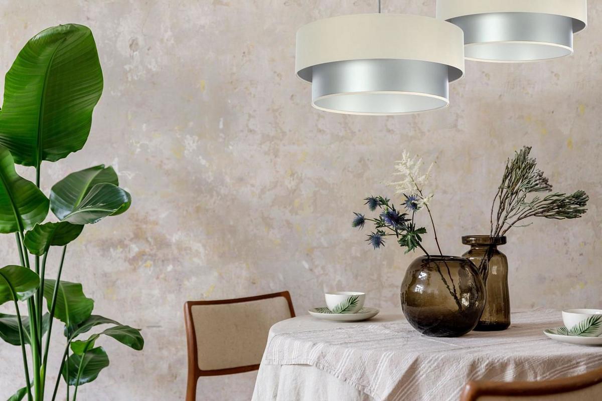 HÄNGELEUCHTE Silber 40/20 cm - Beige/Silberfarben, Kunststoff (40/1/20cm) - ONZENO