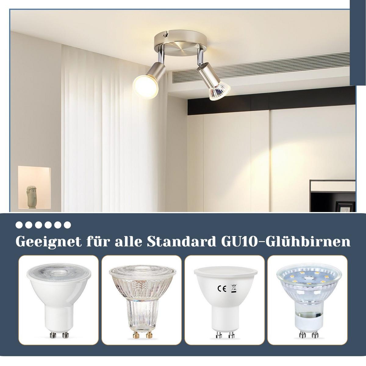 DECKENSTRAHLER Windsheim 2-flammig 12/12/10.4 cm - Silberfarben, Metall (12/12/10.4cm) - Nettlife