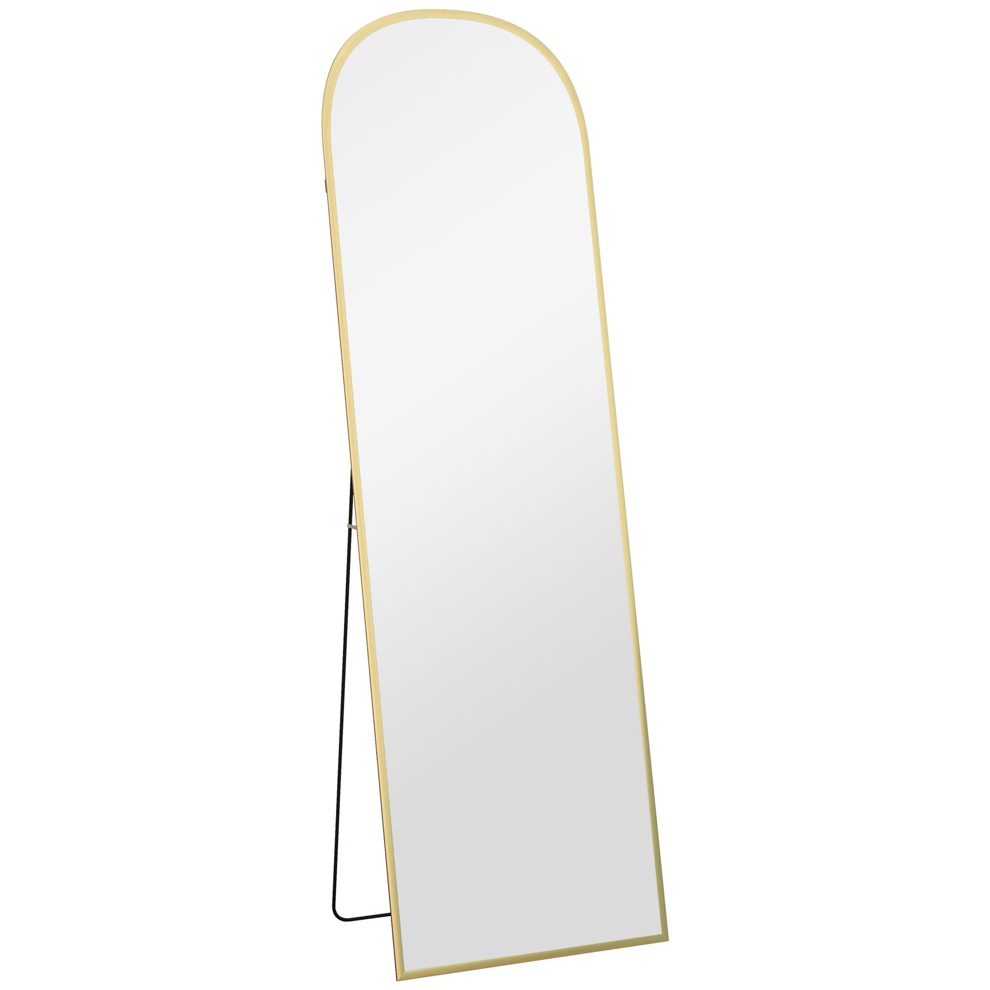 GANZKÖRPERSPIEGEL, 161,5 x 50 cm Wandspiegel mit Ständer für Wohnzimmer Gold - Goldfarben, Glas (50/161.5/1.5cm) - HOMCOM