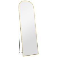 GANZKÖRPERSPIEGEL, 161,5 x 50 cm Wandspiegel mit Ständer für Wohnzimmer Gold - Goldfarben, Glas (50/161.5/1.5cm) - HOMCOM