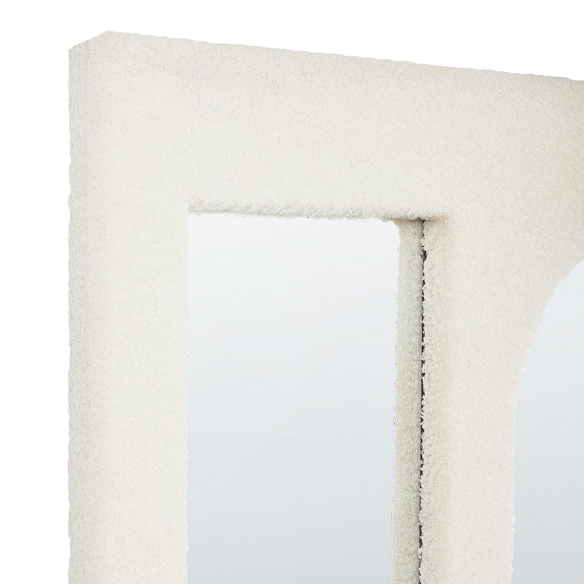 WANDSPIEGEL 70/100 cm Bouclé Cremeweiß Marcigny - Creme, Textil (70/100/6cm) - Beliani