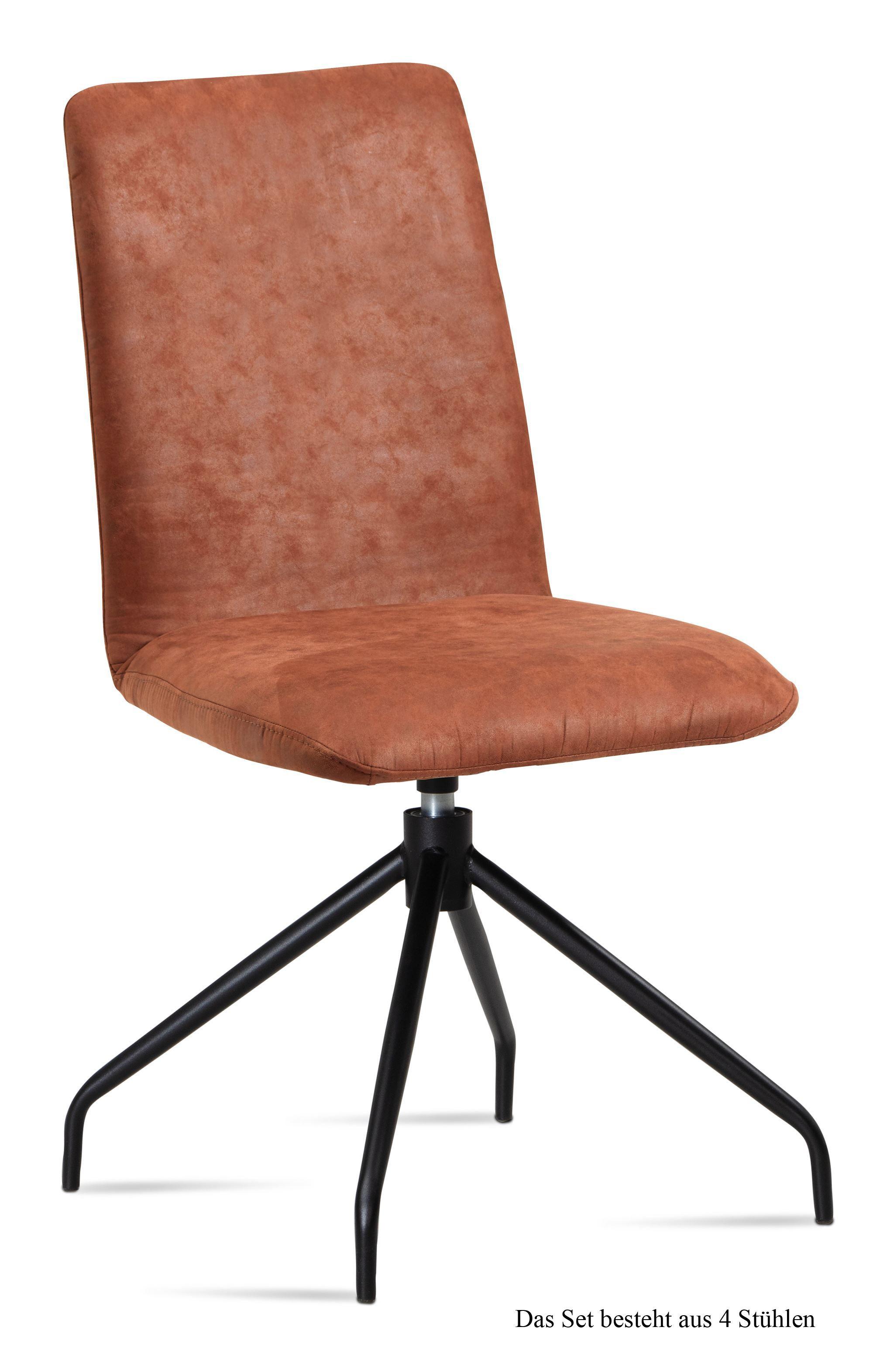 ESSZIMMERSTUHL drehbar (4er-Set) Divona 47x92x60 Schwarz/Cognac - Cognac/Schwarz, Kunststoff (60/92/47cm) - 58aufmkessel