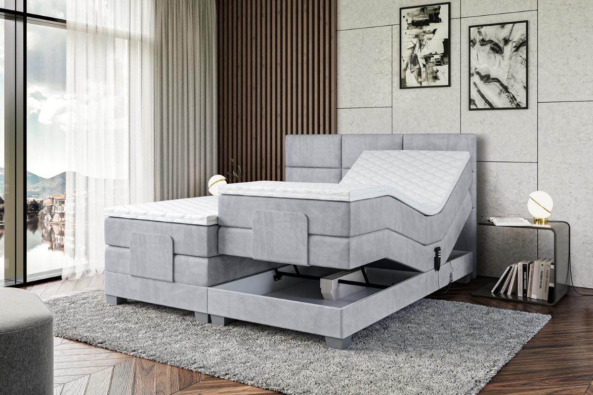 BOXSPRINGBETT elektrisch verstellbar mit 2 Matratzen H4/Taschenfederung PROT EL 140 x 200 Grau - Grau, Holzwerkstoff (147/200cm) - ALTDECOR