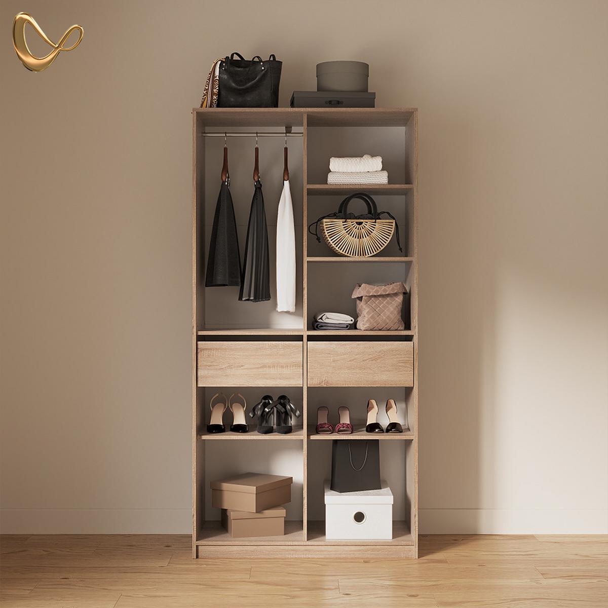 KLEIDERSCHRANK Trento Sonoma mit 2 Schubladen - Sonoma Eiche, Holzwerkstoff (100/200/50cm) - Livinity®