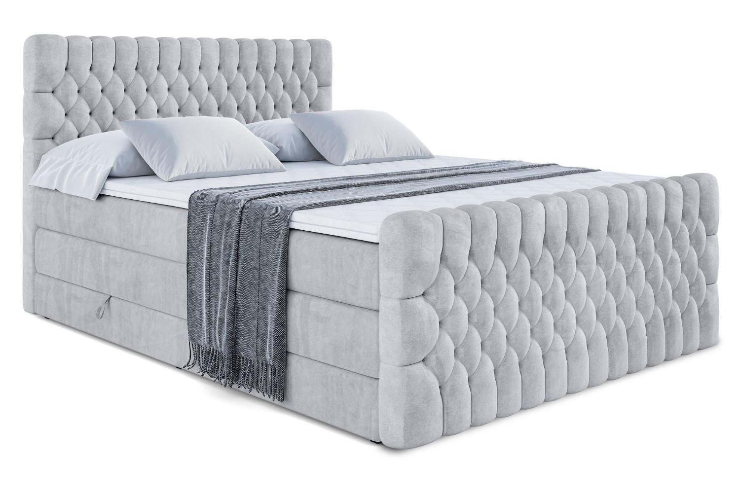 BOXSPRINGBETT SERENE-Z KING - 140 x 200 - H3/H4 - Hellgrau - Hellgrau, Holzwerkstoff (140/200cm) - ALTDECOR