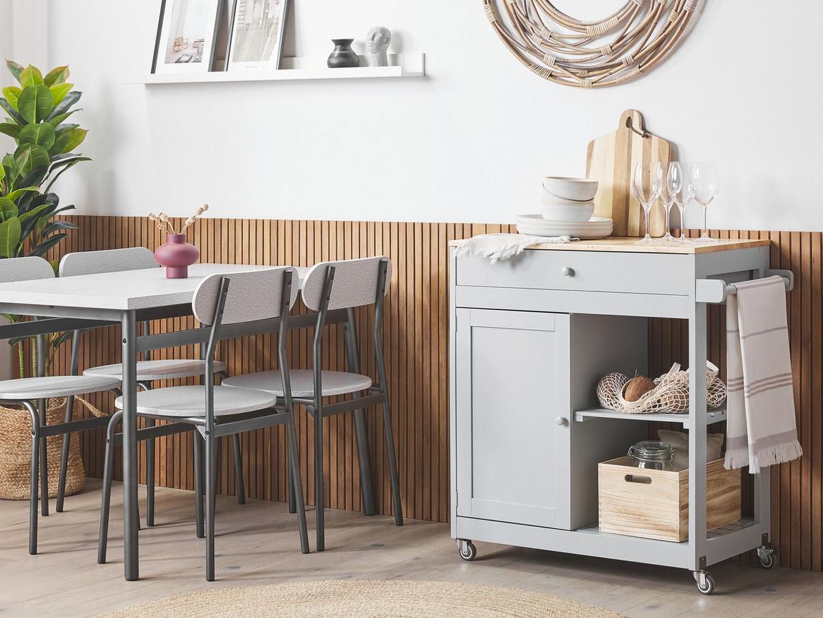 SERVIERWAGEN Grau Trapani - Hellbraun/Grau, Holzwerkstoff (75/87/44cm) - Beliani