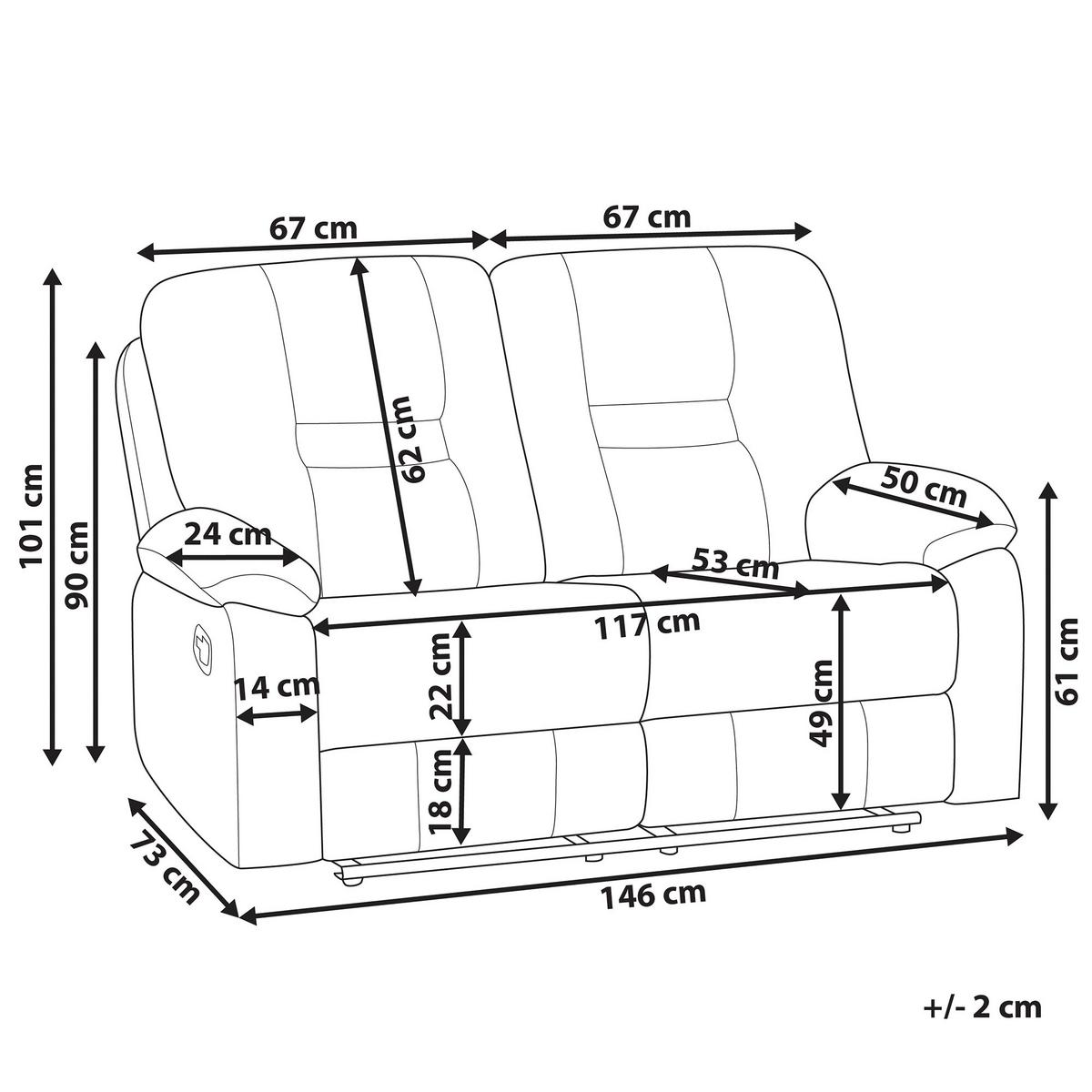 2-SITZER-SOFA Kunstleder Braun Bergen - Dunkelbraun, Kunststoff/Textil (146/101/73cm) - Beliani