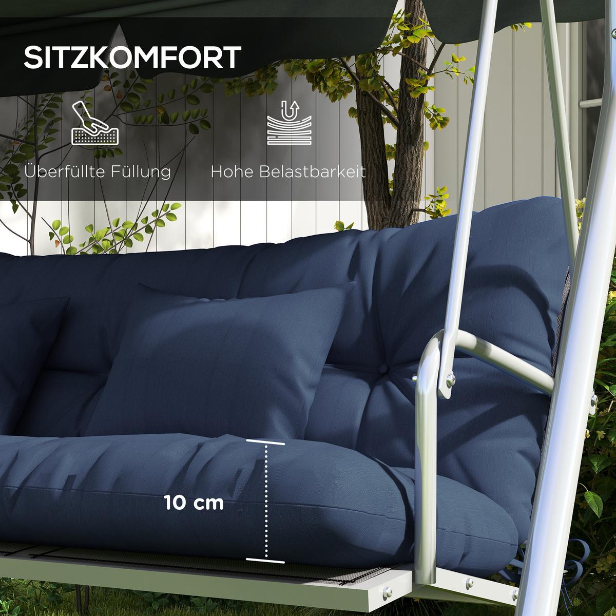 SITZKISSEN 4er Set Polyester PP-Baumwolle Marineblau - Blau, Textil (50/12/150cm) - Outsunny