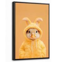 LEINWAND Bilder mit Rahmen - Osterhase - Kostüm - Ente - 40x60 - Gelb, Textil (40/60cm) - MuchoWow