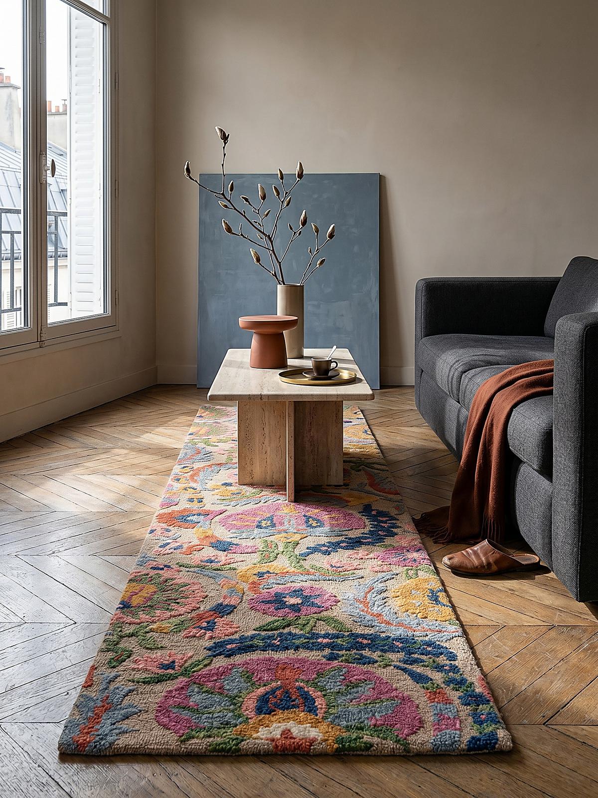 WOLLTEPPICH HEDDA, floral, Bunt, 80 x 300 cm - Multicolor, Textil (300/80cm) - KADIMA DESIGN