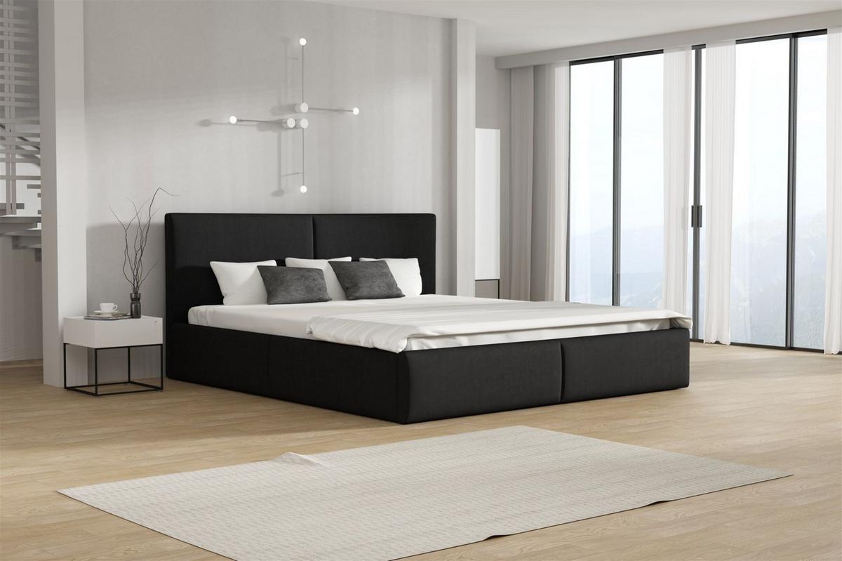 POLSTERBETT Bergen Magic Velvet - Schwarz, Holzwerkstoff/Textil (160/200cm) - Fun Möbel