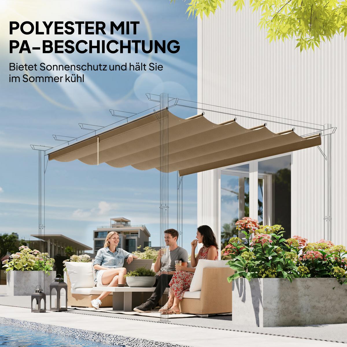 ERSATZDACH aus Polyester Braun - Braun, Textil (255/6/250cm) - Outsunny