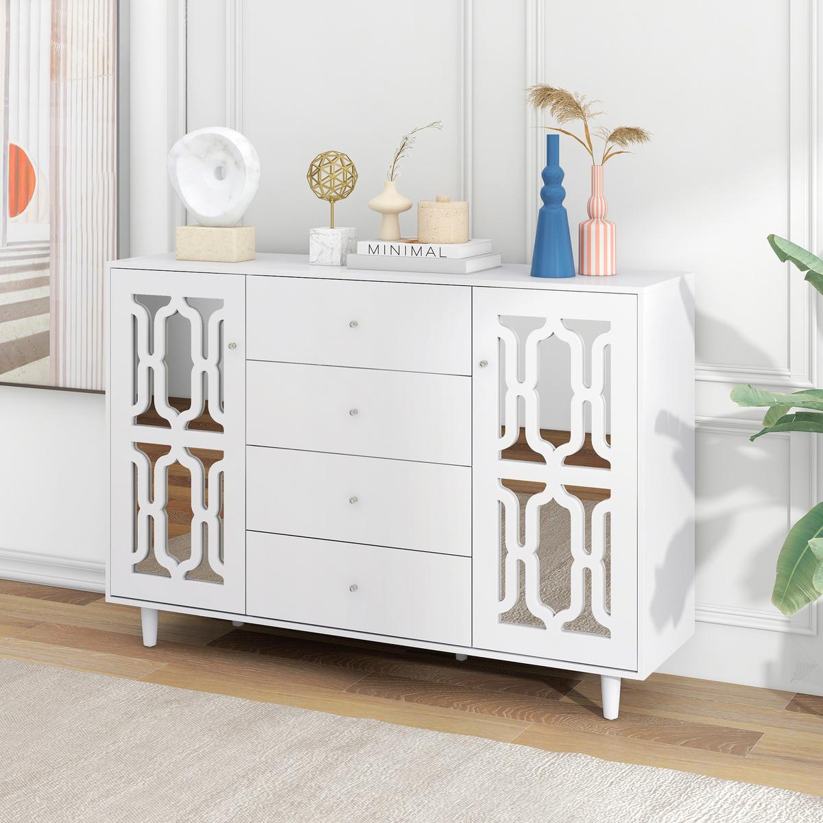 SIDEBOARD White 147.5/40/102 cm - Weiß, Holz (147/102/40cm) - Urban Meuble