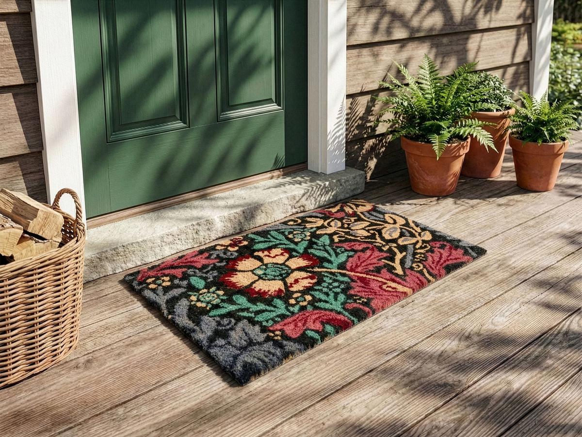 FUSSMATTE Bunt 45/75 cm Blume Kokosfasern Illiamna - Multicolor, Textil (45/75cm) - Beliani