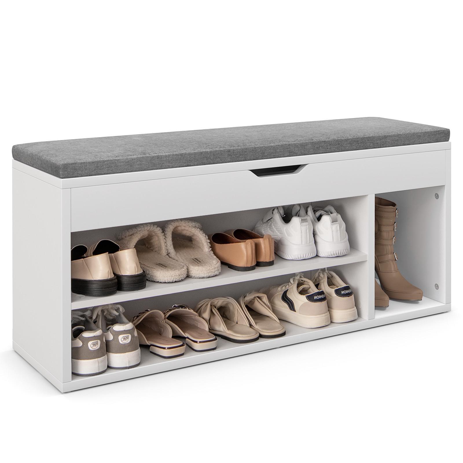 SCHUHBANK 48cm grau - Grau, Holz (104/48/30cm) - COSTWAY