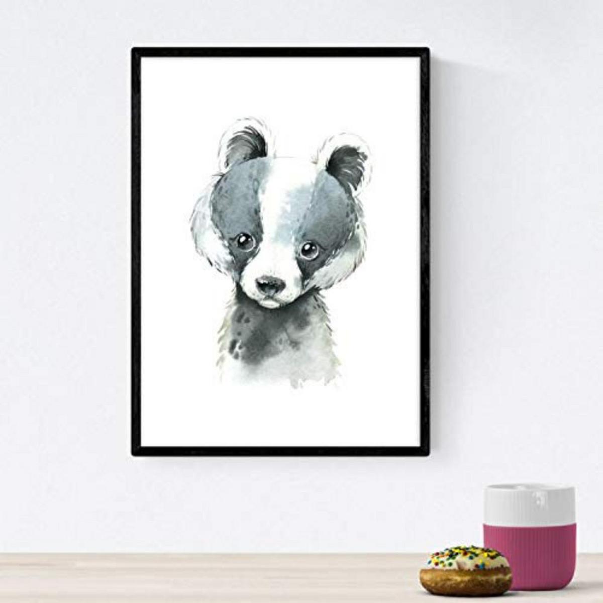 POSTER Set mit 4 Waschbär Stinktier Reh und Fuchs A3 Rahmenlos - Klar, Papier (29.7/3cm) - Nacnic