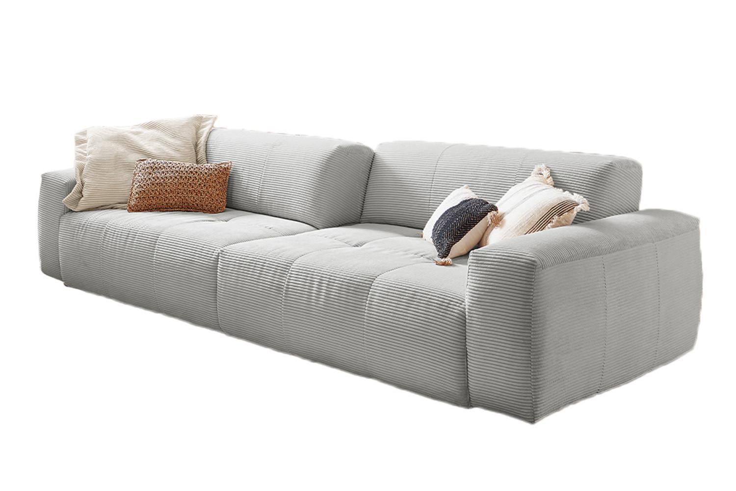 SOFA MIT SITZTIEFENVERSTELLUNG PALACE Grau Cord Relaxfunktion - Hellgrau, Textil (298/74/120cm) - KAWOLA