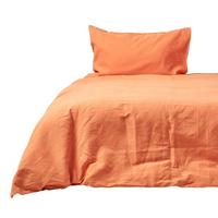BETTWÄSCHE Leinen - Orange, Textil (155/220cm) - Homescapes