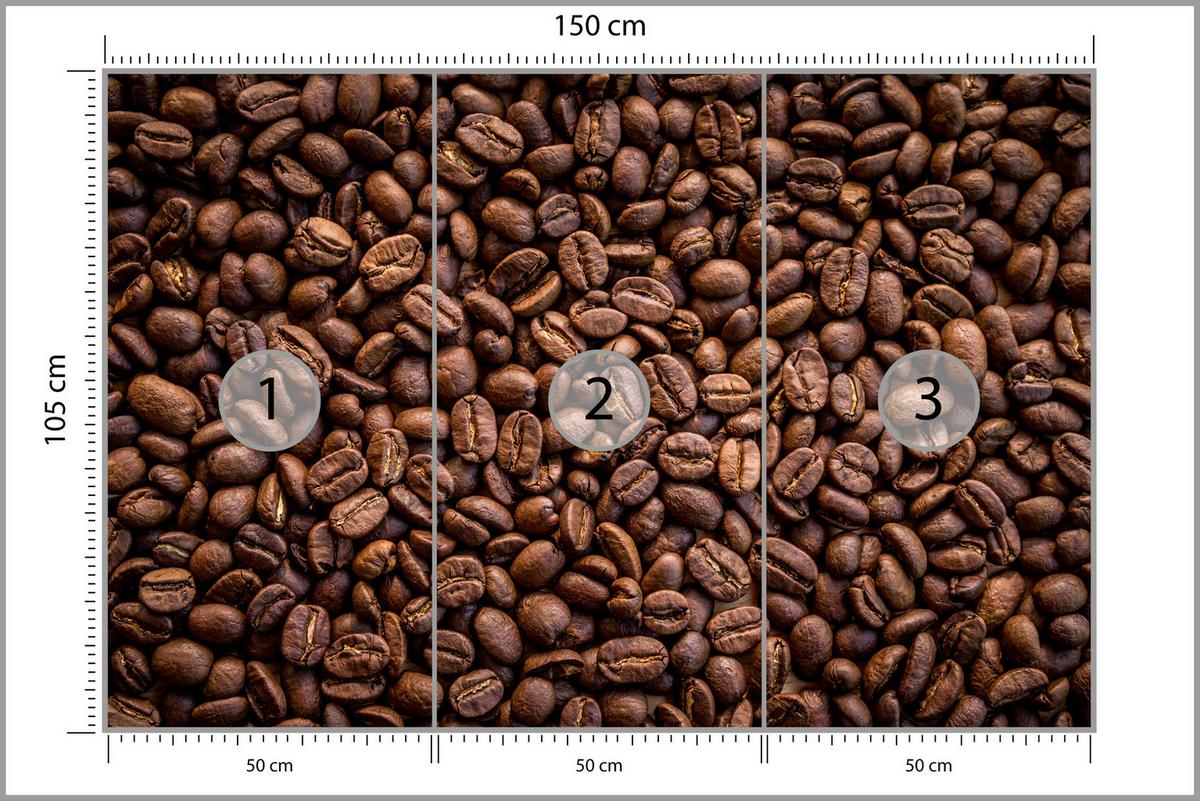 FOTOTAPETE für Esszimmer Kaffee Kaffeebohnen 3D 150x105 - Braun, Papier (150/105cm) - Muralo