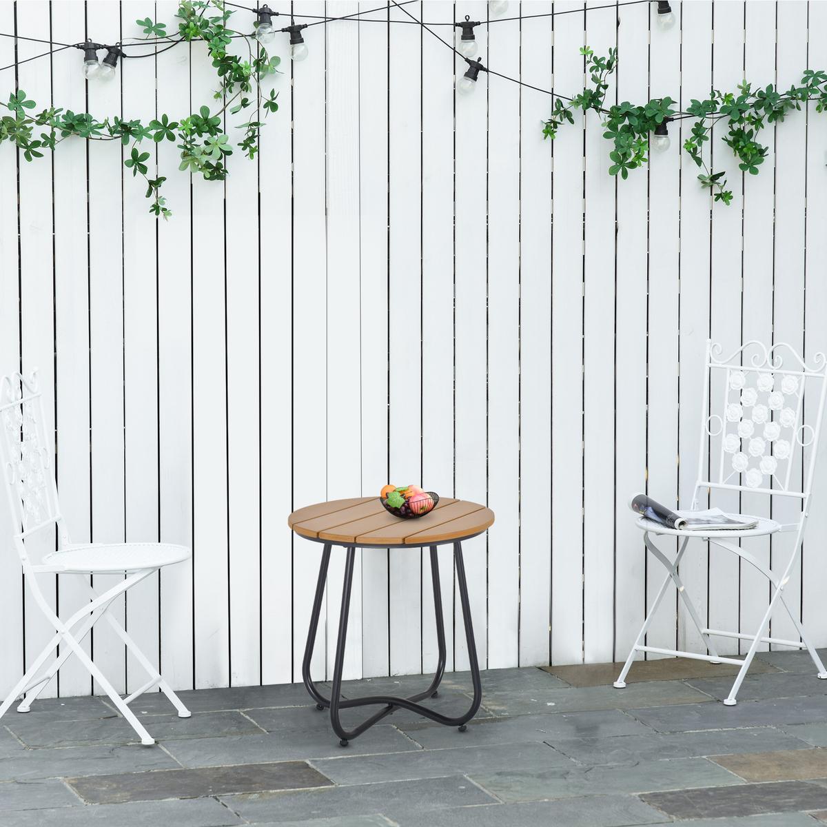 GARTEN BEISTELLTISCH, Braun, Stahl - Braun, Metall (49/49/48cm) - Outsunny