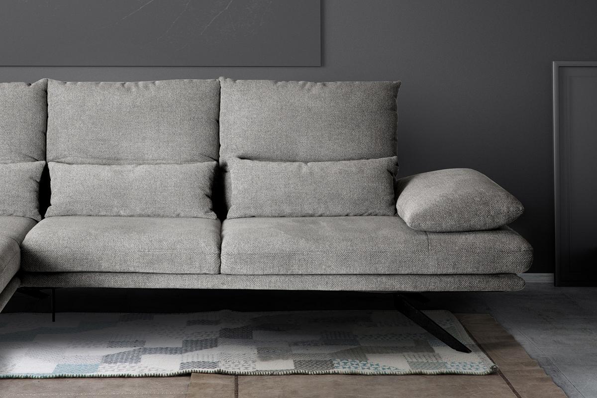 ECKSOFA FENICE Hellgrau Webstoff - Hellgrau/Schwarz, Textil (297/168cm) - KAWOLA