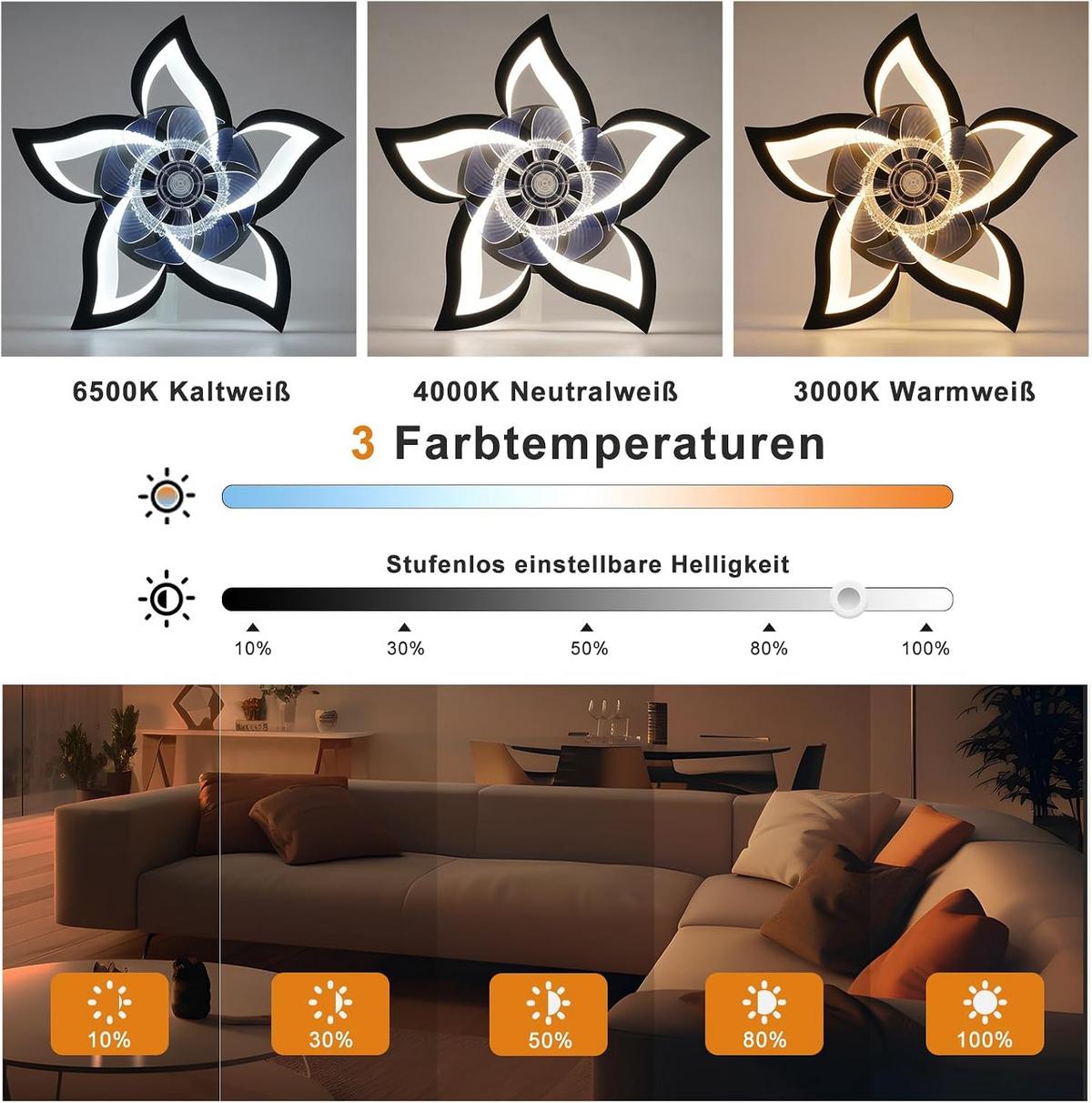 DECKENLEUCHTE mit Ventilator Frostal 62/62/14.5 cm - Schwarz, Metall (62/62/14.5cm) - ZMH