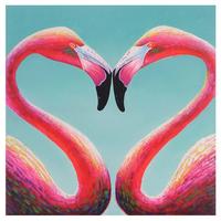 ÖLGEMÄLDE FLAMINGO HANDGEMALT Mehrfarbig - Multicolor, Textil (90/90cm) - MCW