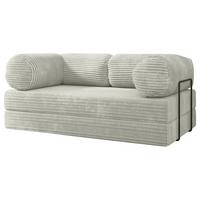 BETTSOFA ALVIO aus Schaumstoff Kordstoff Hellgrau Schlaffunktion - Hellgrau, Textil (170/68/80cm) - MASSENO