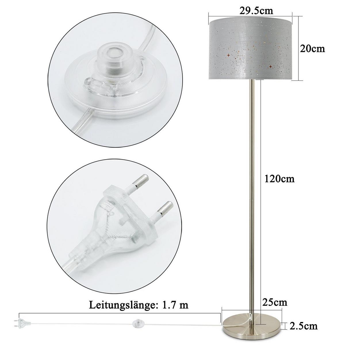 STEHLAMPE Yanek 30/30/145cm - Grau, Metall (30/30/145cm) - Nettlife