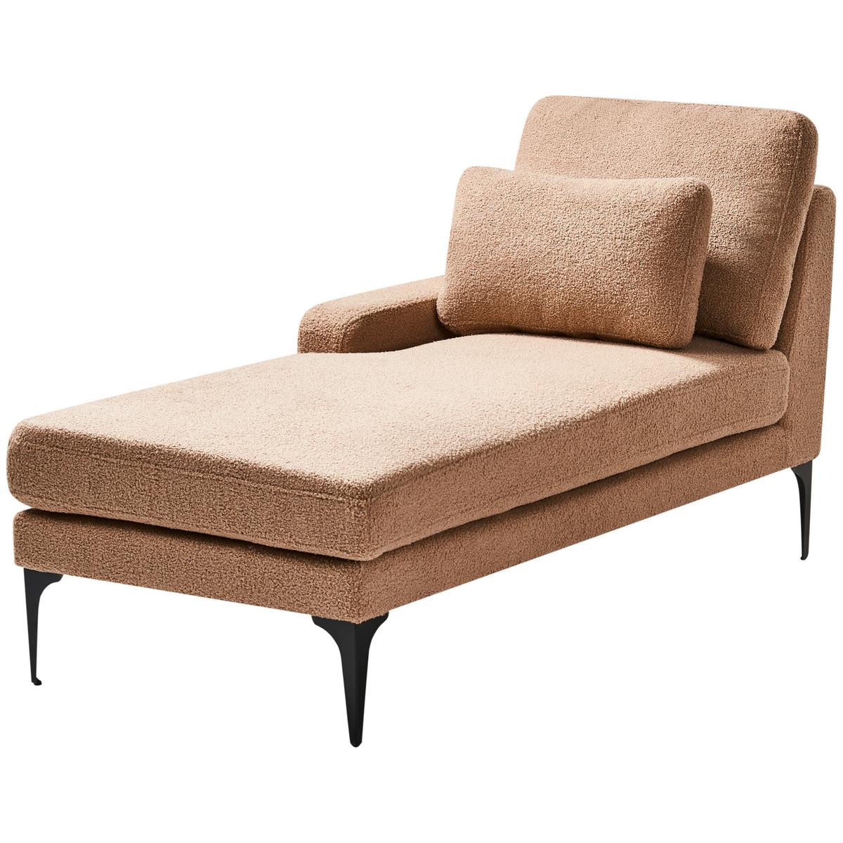 CHAISELONGUE-RECHTSSEITIGE Bouclé Sandbeige Ewron - Sandfarben/Beige, Textil (150/70/72cm) - Beliani