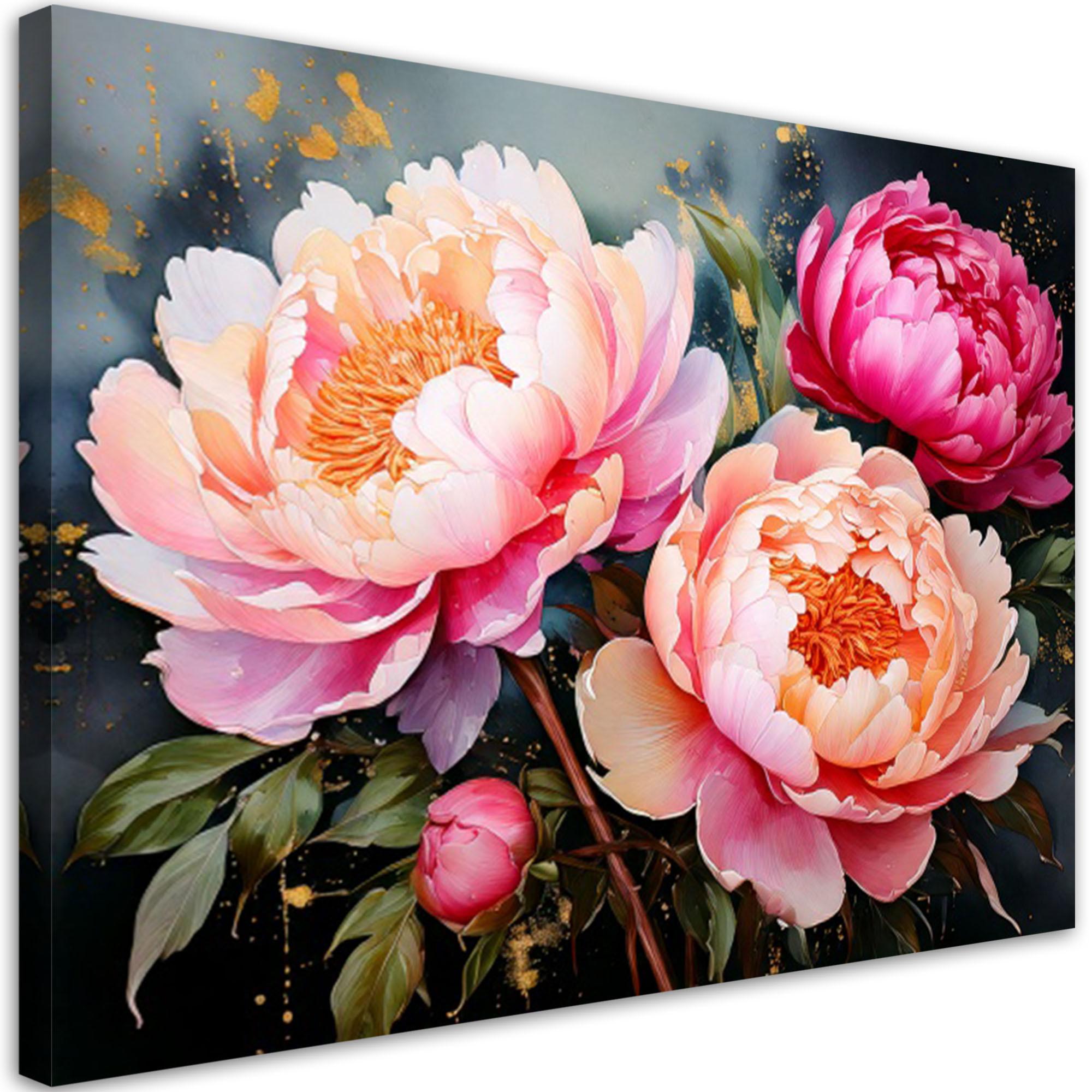 LEINWANDBILD Blumen 100x70cm - Rosa, Textil (100/70cm) - Feeby