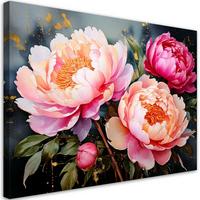 LEINWANDBILD Blumen 100x70cm - Rosa, Textil (100/70cm) - Feeby
