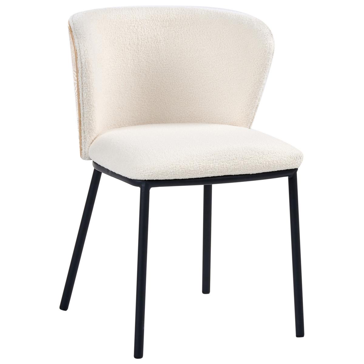 ESSZIMMERSTUHL 2er Set Bouclé Cremeweiß Hoskin - Creme, Textil (53/75/56cm) - Beliani