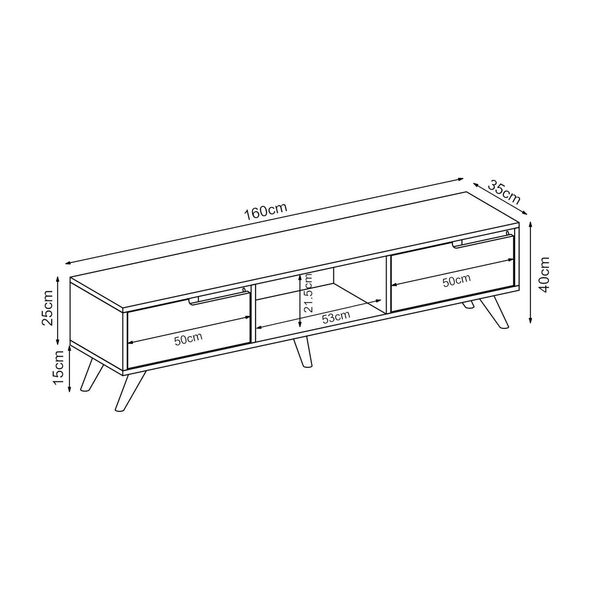 FERNSEHSCHRANK Kullila - Eichefarben/Weiß, Holzwerkstoff (35/40/160cm) - [en.casa]