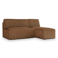 ECKSOFA BRISO T Kupferfarben Kordstoff mit Schlaffunktion - Grau/Kupferfarben, Holz/Kunststoff (200/140cm) - MASSENO