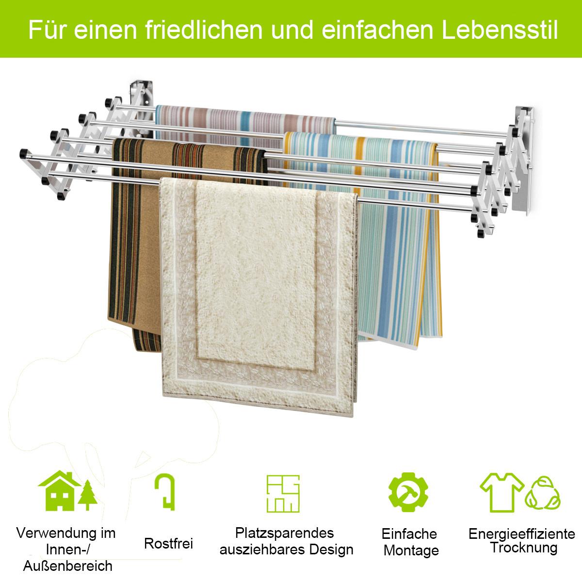 WÄSCHESTÄNDER Silber - Silberfarben, Metall (86/22/62cm) - COSTWAY